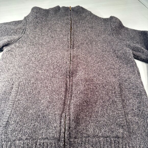 LL Bean Wool Zip Up Cardigan Sweater Men Pockets Long Sleeve Gray - Picture 7 of 16